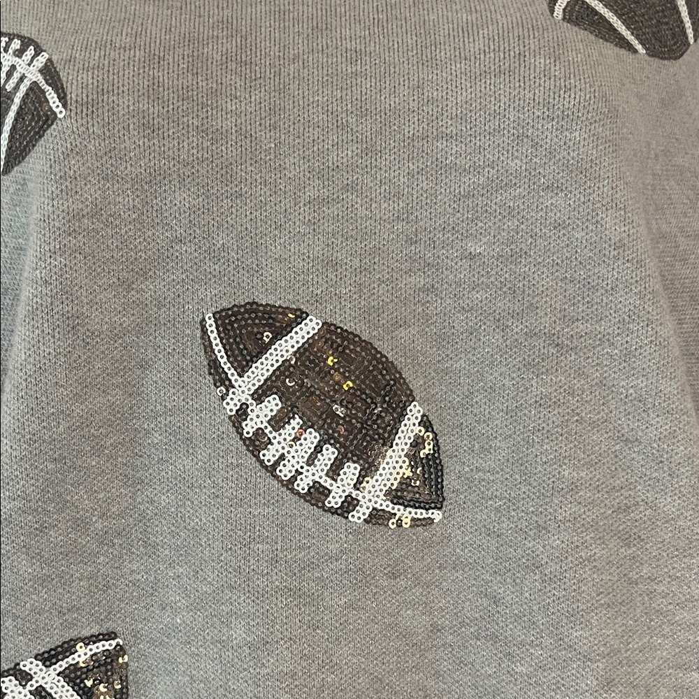 Women's Gray Football Patterned Sweater - Picture 2 of 10